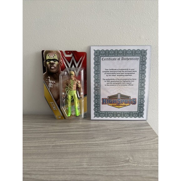 WWE Mattel Basic Autographed Sting Wrestling Figure Signed WCW AEW MOC